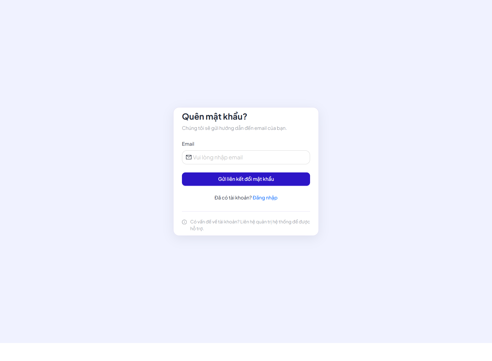 Quên mật khẩu trang quản trị