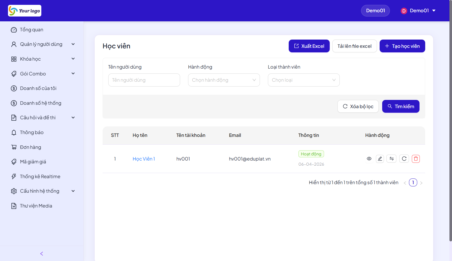 Danh sách học viên